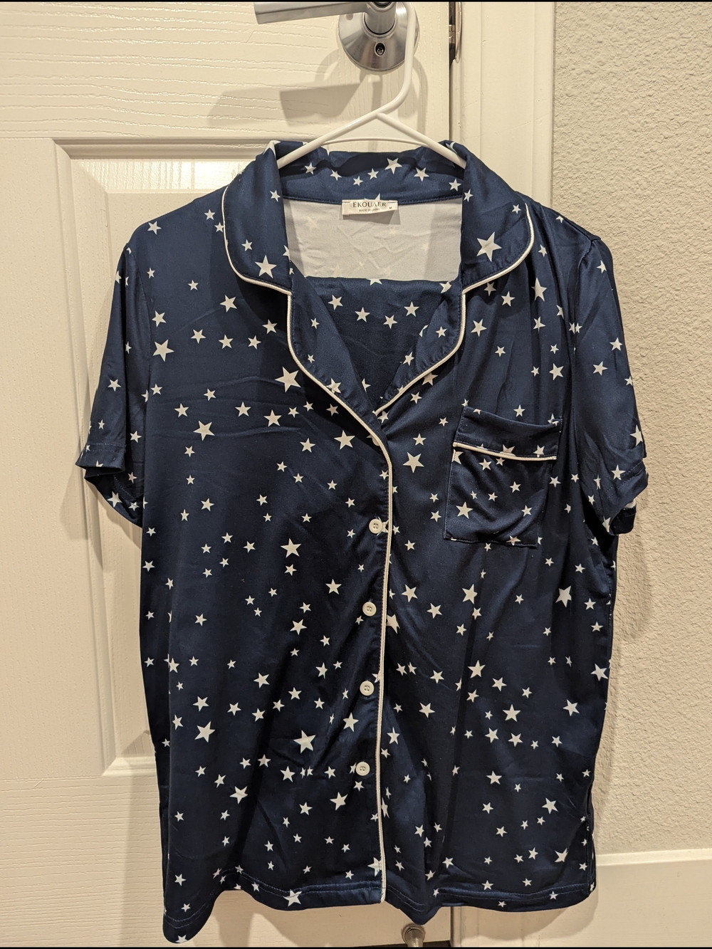 🤩 Star Print Navy Button-Up Pajama Set